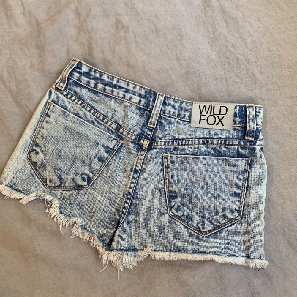Wildfox acid wash high waisted denim shorts